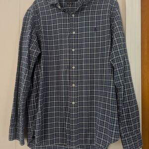 Ralph Lauren Navy and White Plaid Button-Down Shirt